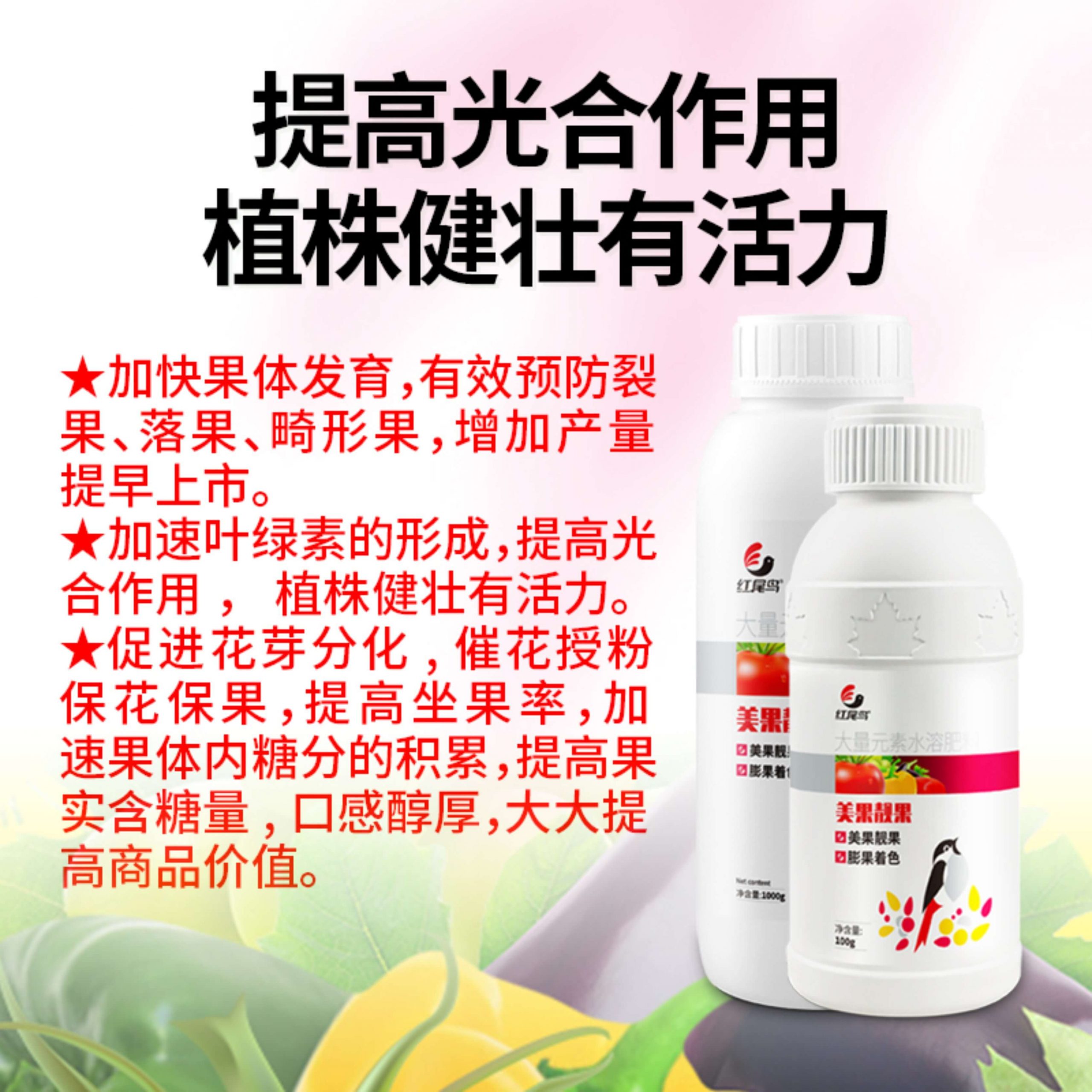 红尾鸟美果靓果 美果防裂 钙镁同补 亦果不裂 提高品质 大量元素水溶肥