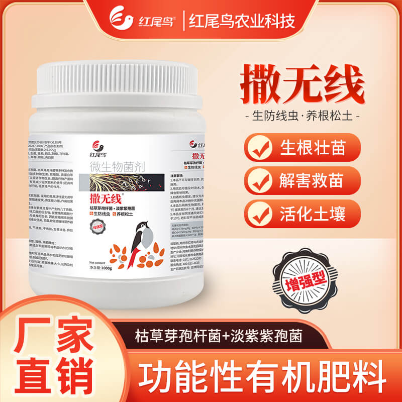 红尾鸟撒无线 抑制线虫 虫卵通杀 根源防护 根瘤根腐 枯草芽孢杆菌+淡紫紫孢菌【扫描页面下方二维码可直接购买】