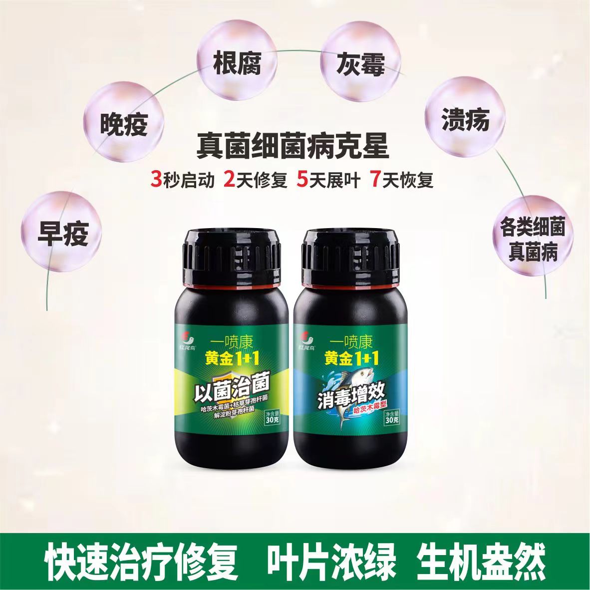 一喷康1+1细菌真菌灭杀剂免耕生物肥料微生物有机肥农用微生物肥